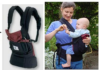 Ergo Baby Carrier -New Generation- *schwarz-cranberry* plus Neugeboreneneinsatz (2nd hand