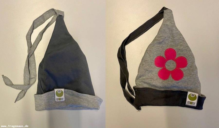 ByKay Wende-Zipfelm�tzchen (anthrazit bzw. grau mit Blume fuchsia)